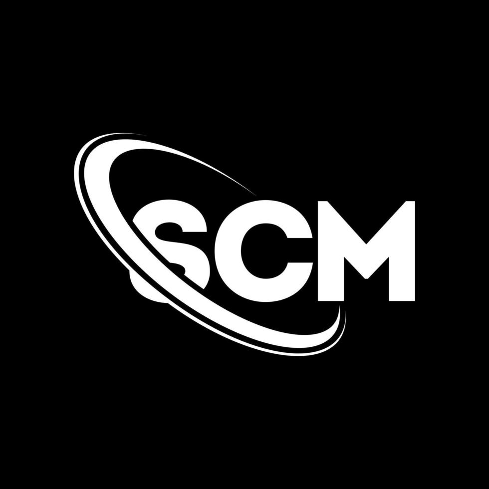 scm logotyp. scm brev. SCM-bokstavslogotypdesign. initialer scm logotyp länkad med cirkel och versaler monogram logotyp. scm typografi för teknik, företag och fastighetsmärke. vektor