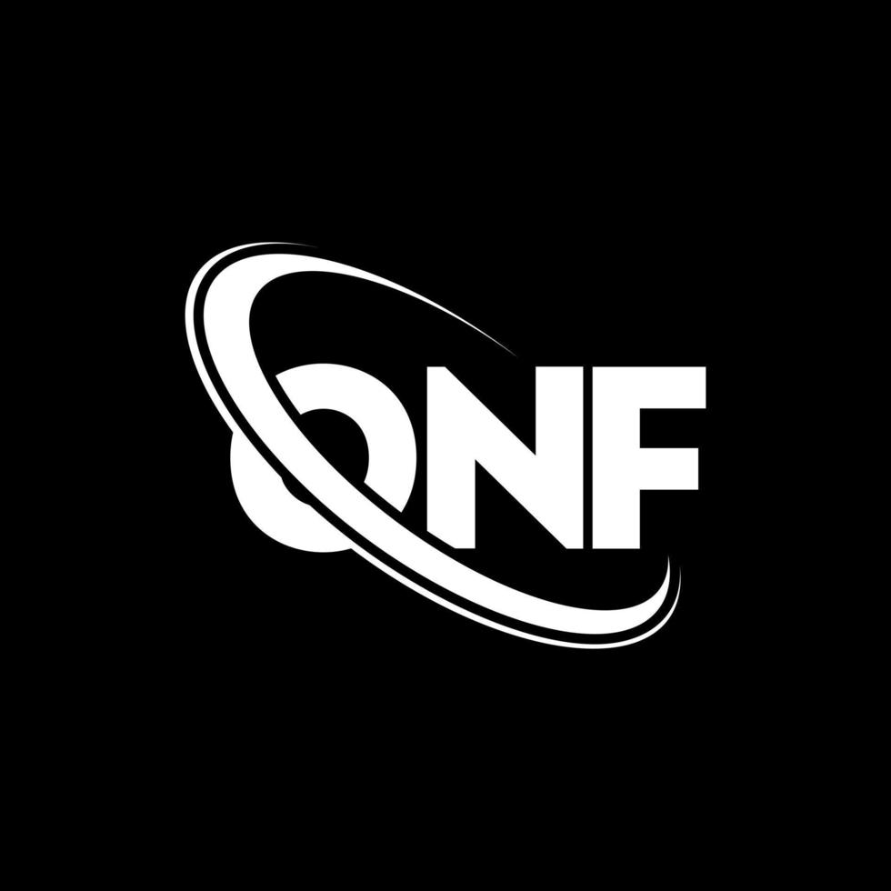 Onf-Logo. ein Buchstabe. Logo-Design mit Buchstaben. Initialen auf dem Logo, verbunden mit einem Kreis und einem Monogramm-Logo in Großbuchstaben. Onf-Typografie für Technologie-, Geschäfts- und Immobilienmarken. vektor