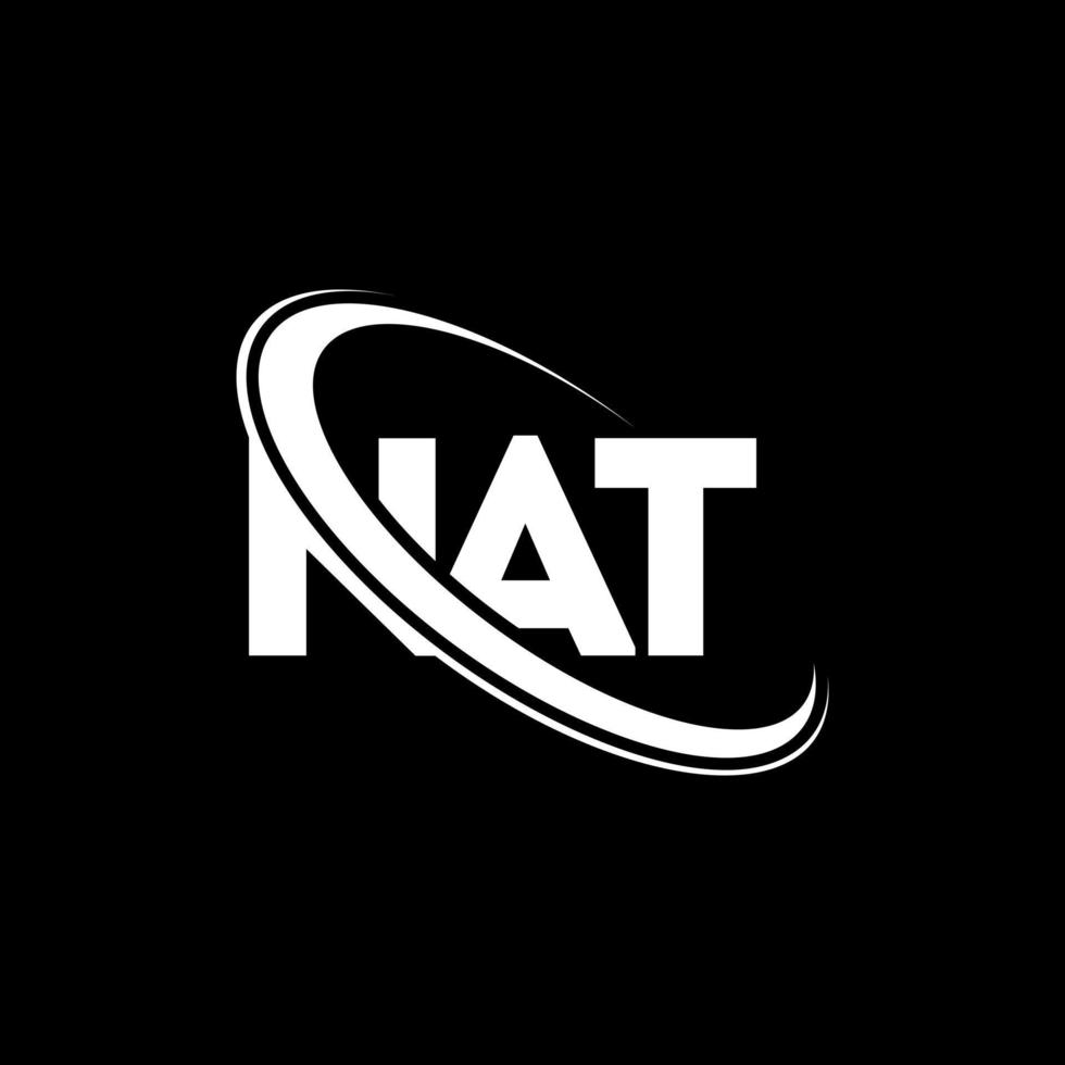 nat-Logo. Nat Brief. nat-Brief-Logo-Design. Initialen Nat-Logo verbunden mit Kreis und Monogramm-Logo in Großbuchstaben. nat-typografie für technologie-, geschäfts- und immobilienmarke. vektor