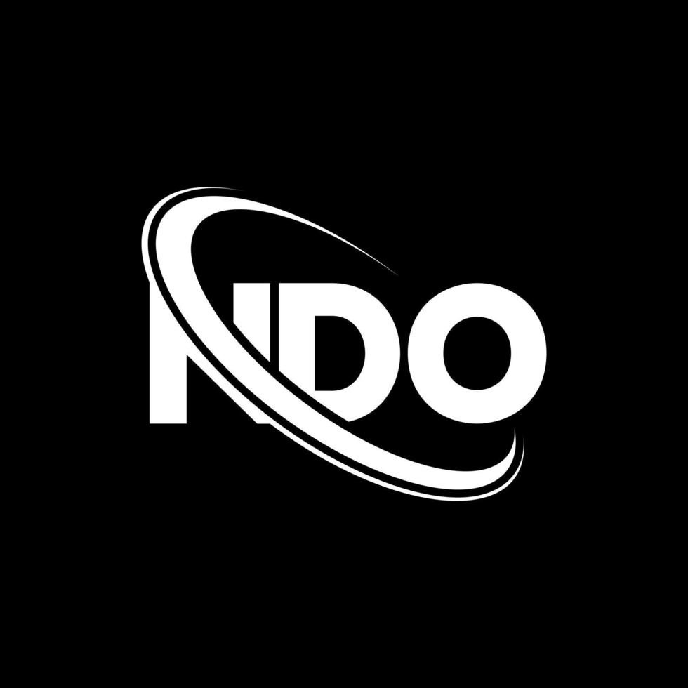 ndo-logotyp. ndo bokstav. ndo-bokstavslogotypdesign. initialer ndo logotyp länkad med cirkel och versaler monogram logotyp. ndo-typografi för teknik-, affärs- och fastighetsmärke. vektor