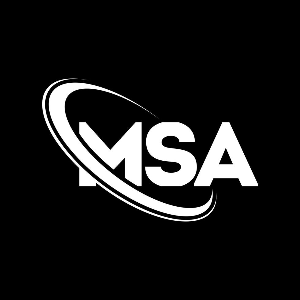 msa-Logo. msa-Brief. msa-Buchstaben-Logo-Design. Initialen MSA-Logo verbunden mit Kreis und Monogramm-Logo in Großbuchstaben. msa typografie für technologie-, geschäfts- und immobilienmarke. vektor