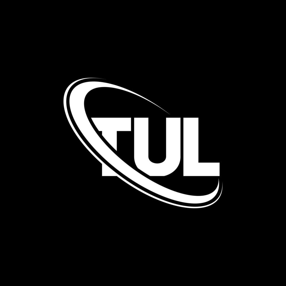 tul-Logo. Tul Brief. Logo-Design mit Tul-Buchstaben. Initialen tul-Logo verbunden mit Kreis und Monogramm-Logo in Großbuchstaben. tul-typografie für technologie-, geschäfts- und immobilienmarke. vektor