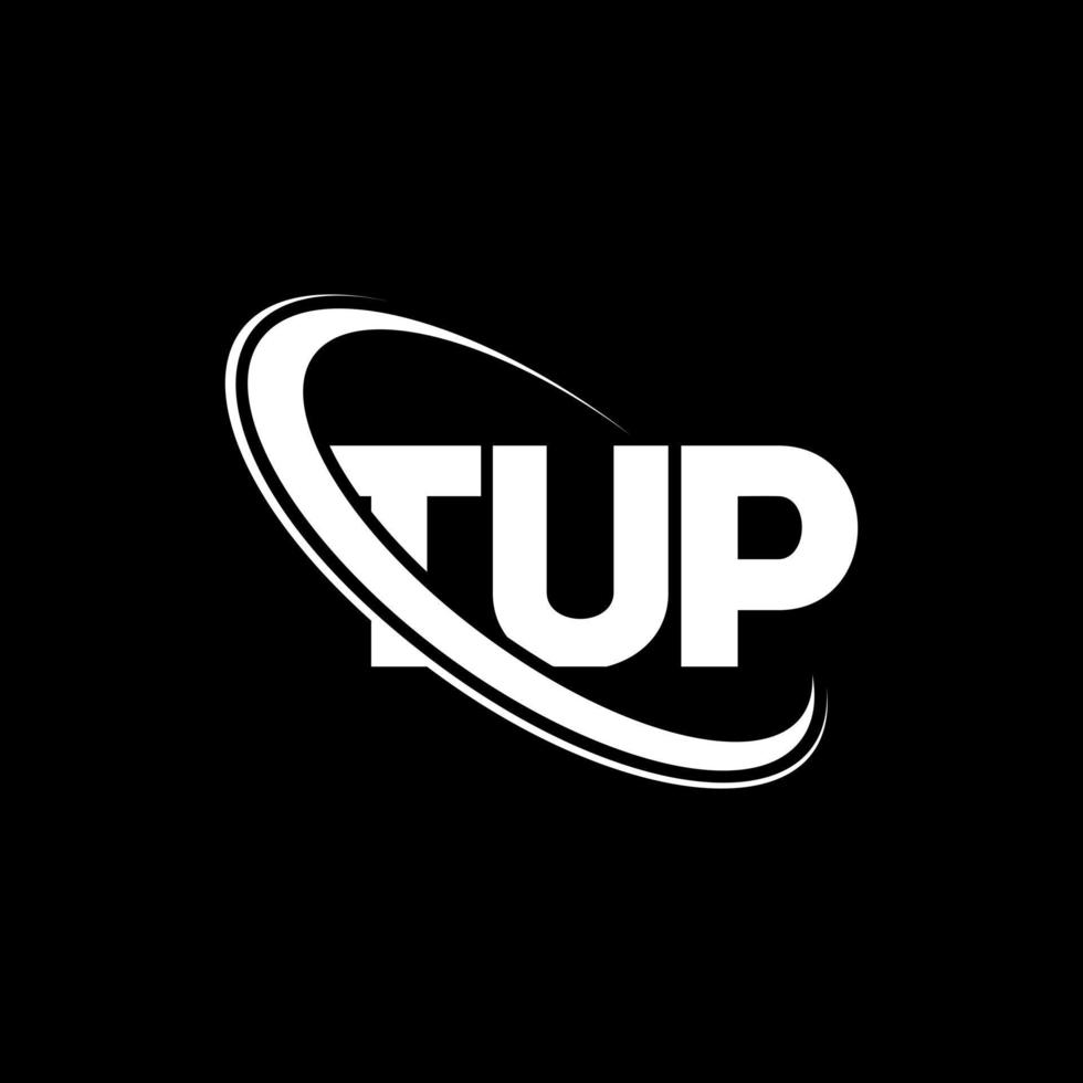 tup-Logo. tup brief. tup-Buchstaben-Logo-Design. Initialen-tup-Logo, verbunden mit Kreis und Monogramm-Logo in Großbuchstaben. tup-typografie für technologie-, geschäfts- und immobilienmarke. vektor