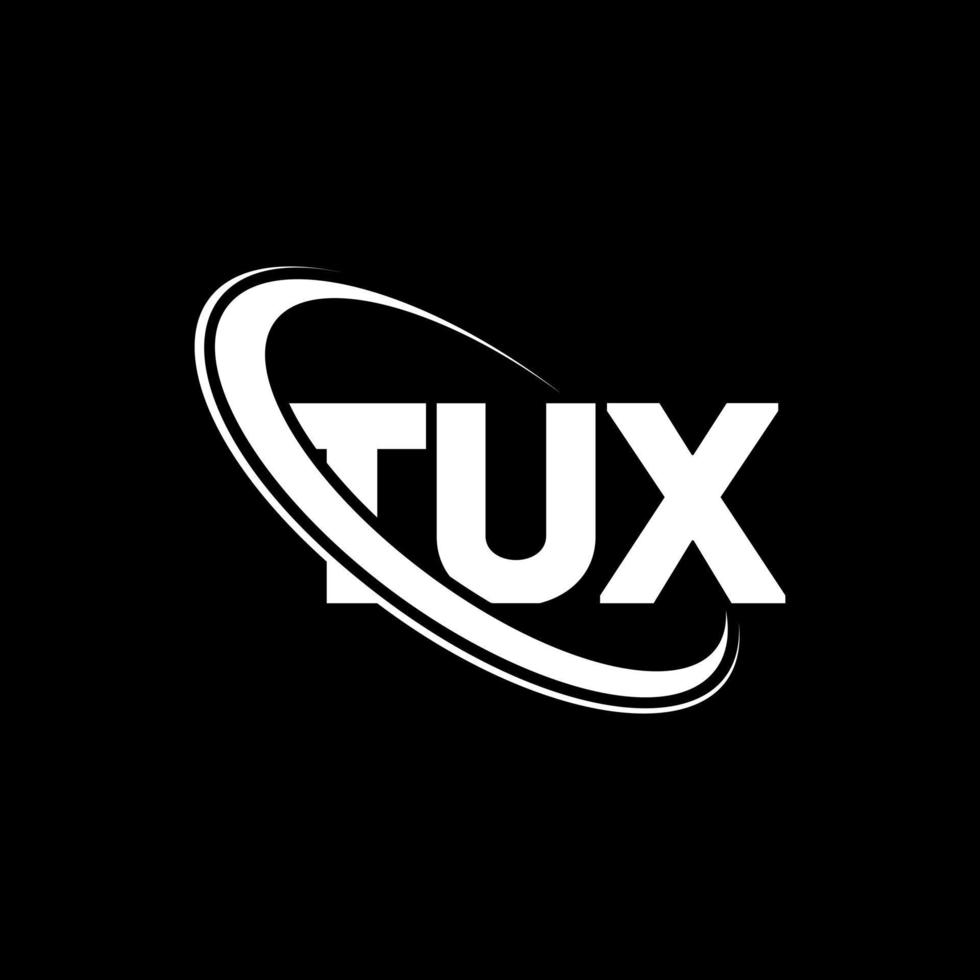 Tux-Logo. Tux-Brief. Tux-Brief-Logo-Design. Initialen-Tux-Logo, verbunden mit Kreis und Monogramm-Logo in Großbuchstaben. Tux-Typografie für Technologie-, Geschäfts- und Immobilienmarke. vektor