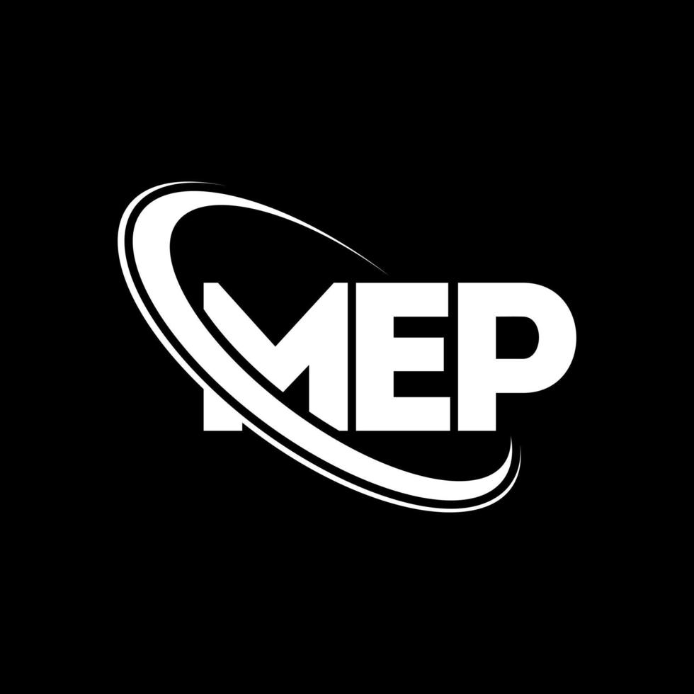 MEP-Logo. Abgeordneter Brief. Design des MEP-Brieflogos. MEP-Logo mit Initialen, verbunden mit Kreis und Monogramm-Logo in Großbuchstaben. MEP-Typografie für Technologie-, Geschäfts- und Immobilienmarken. vektor