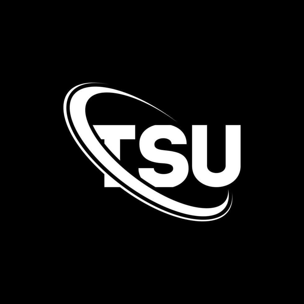 tsu logotyp. tsu brev. tsu brev logotyp design. initialer tsu logotyp länkad med cirkel och versaler monogram logotyp. tsu typografi för teknik, företag och fastighetsmärke. vektor