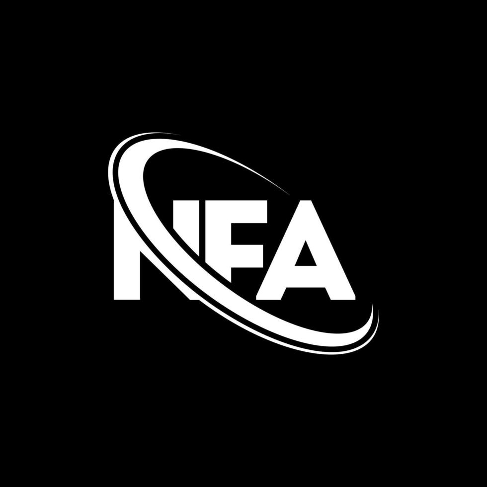 nfa-Logo. nfa-Brief. nfa-Buchstaben-Logo-Design. Initialen nfa-Logo verbunden mit Kreis und Monogramm-Logo in Großbuchstaben. nfa-typografie für technologie-, geschäfts- und immobilienmarke. vektor