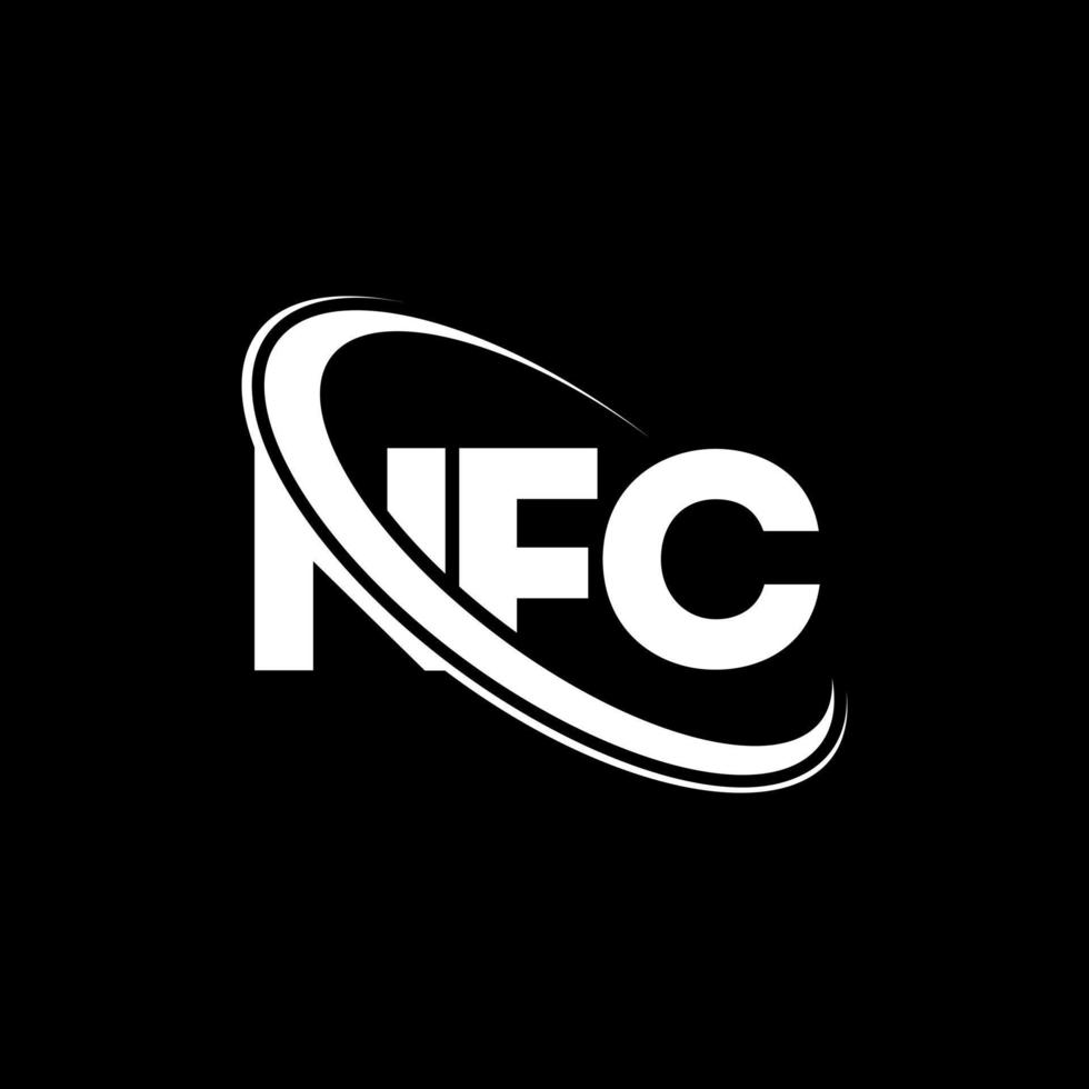 NFC-Logo. NFC-Brief. NFC-Brief-Logo-Design. Initialen nfc-Logo verbunden mit Kreis und Monogramm-Logo in Großbuchstaben. NFC-Typografie für Technologie-, Geschäfts- und Immobilienmarken. vektor
