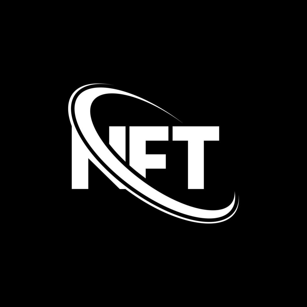 nft-Logo. nft Brief. nft-Buchstaben-Logo-Design. Initialen nft-Logo verbunden mit Kreis und Monogramm-Logo in Großbuchstaben. nft-typografie für technologie-, geschäfts- und immobilienmarke. vektor