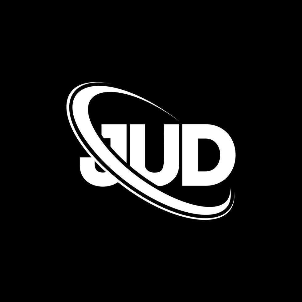 jud logotyp. jud brev. jud brev logotyp design. initialer jud logotyp länkad med cirkel och versaler monogram logotyp. jud typografi för teknik, affärs- och fastighetsmärke. vektor