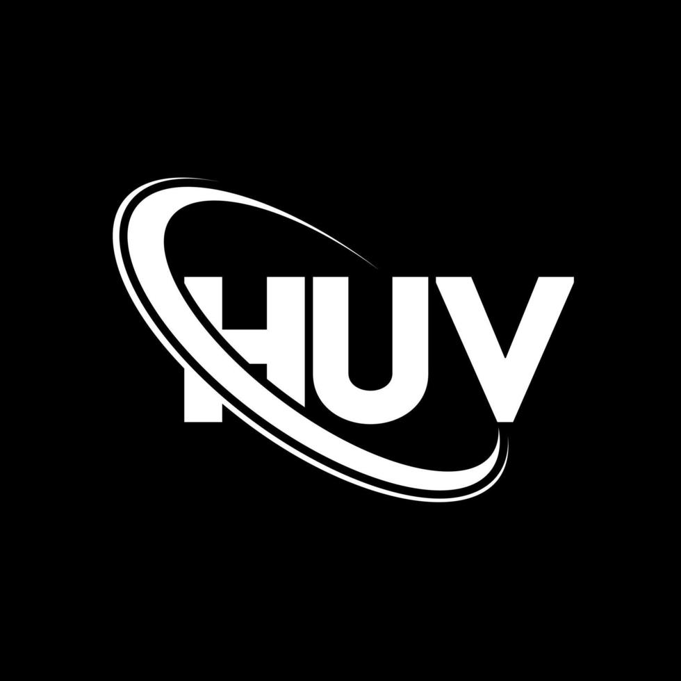 Huv-Logo. Huv-Brief. Huv-Brief-Logo-Design. Initialen-Huv-Logo, verbunden mit Kreis und Monogramm-Logo in Großbuchstaben. huv-typografie für technologie-, geschäfts- und immobilienmarke. vektor