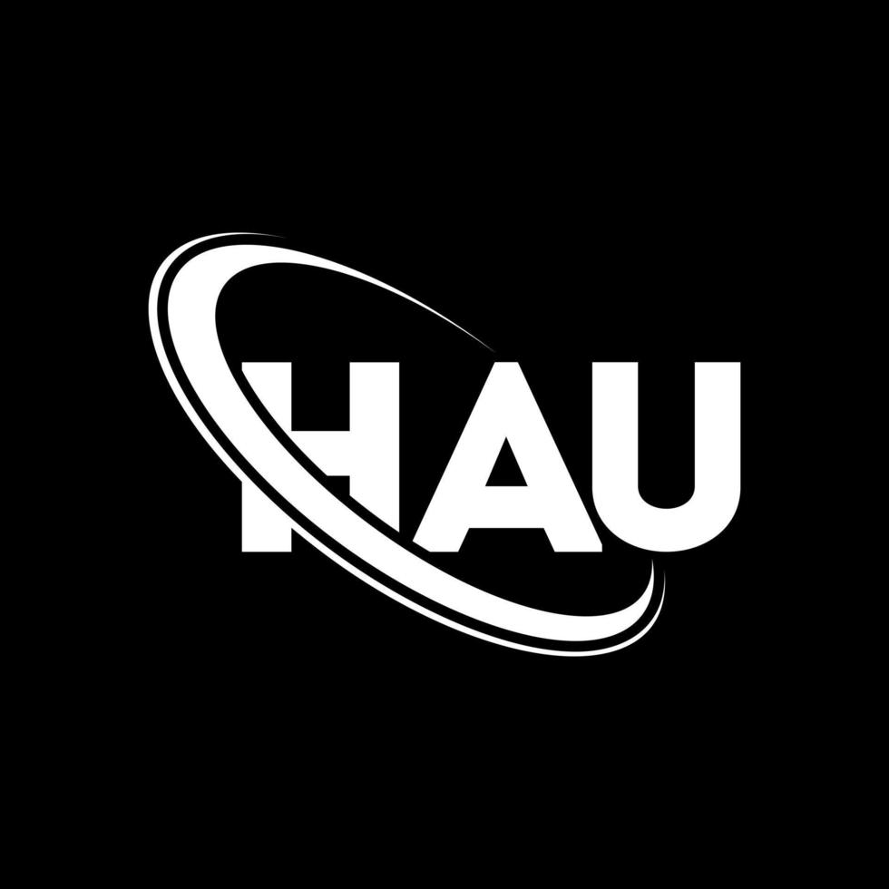 hau-Logo. ha Brief. hau-Buchstaben-Logo-Design. Initialen Hau-Logo verbunden mit Kreis und Monogramm-Logo in Großbuchstaben. hau typografie für technologie-, geschäfts- und immobilienmarke. vektor