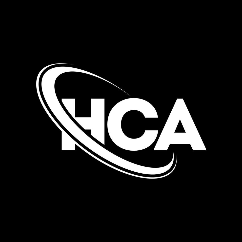 hca logotyp. hca bokstav. hca bokstavslogotypdesign. initialer hca logotyp länkad med cirkel och versaler monogram logotyp. hca typografi för teknik, företag och fastighetsmärke. vektor