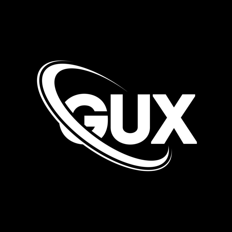 gux-Logo. Gux-Brief. Gux-Brief-Logo-Design. Gux-Logo mit Initialen, verbunden mit Kreis und Monogramm-Logo in Großbuchstaben. Gux-Typografie für Technologie-, Geschäfts- und Immobilienmarken. vektor