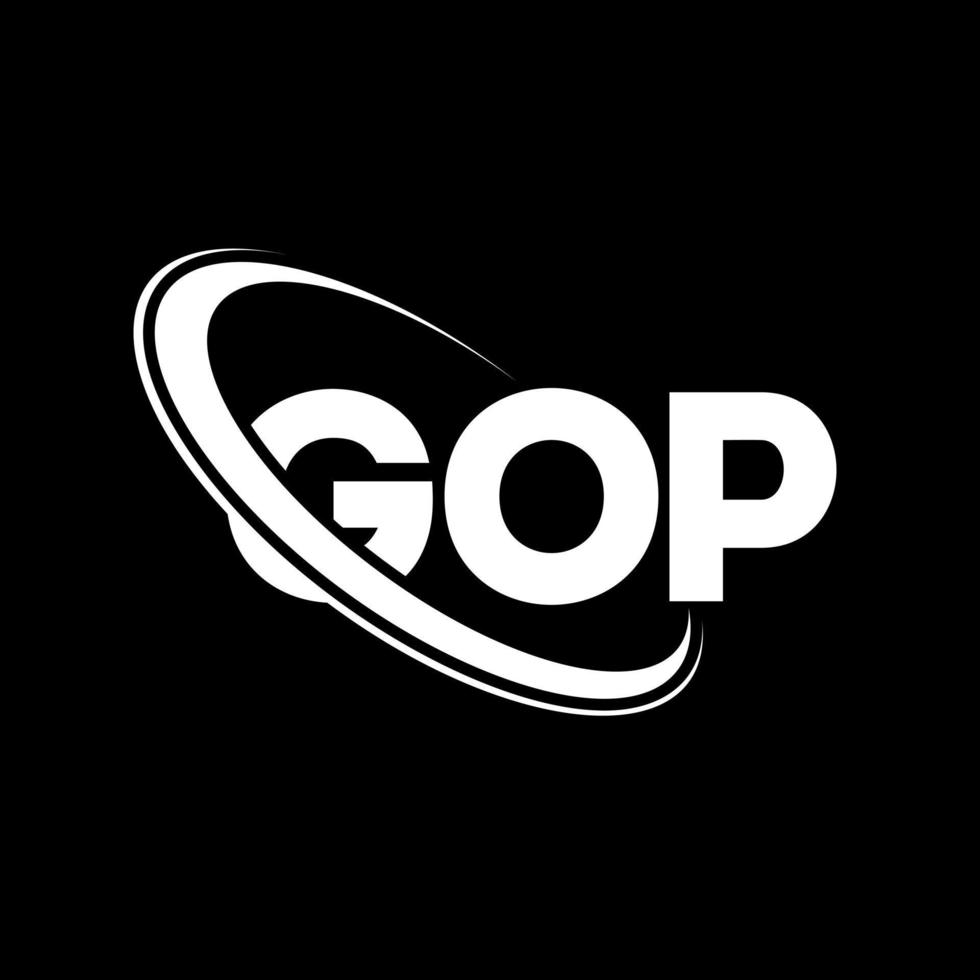 gop-Logo. gop-Brief. Gop-Brief-Logo-Design. Initialen-Gop-Logo, verbunden mit Kreis und Monogramm-Logo in Großbuchstaben. gop-typografie für technologie-, geschäfts- und immobilienmarke. vektor