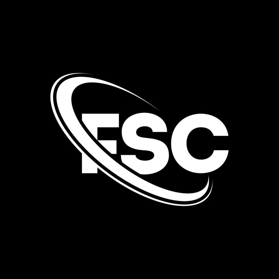 fsc logotyp. fsc brev. fsc bokstavslogotypdesign. initialer fsc logotyp länkad med cirkel och versaler monogram logotyp. fsc typografi för teknik, företag och fastighetsmärke. vektor