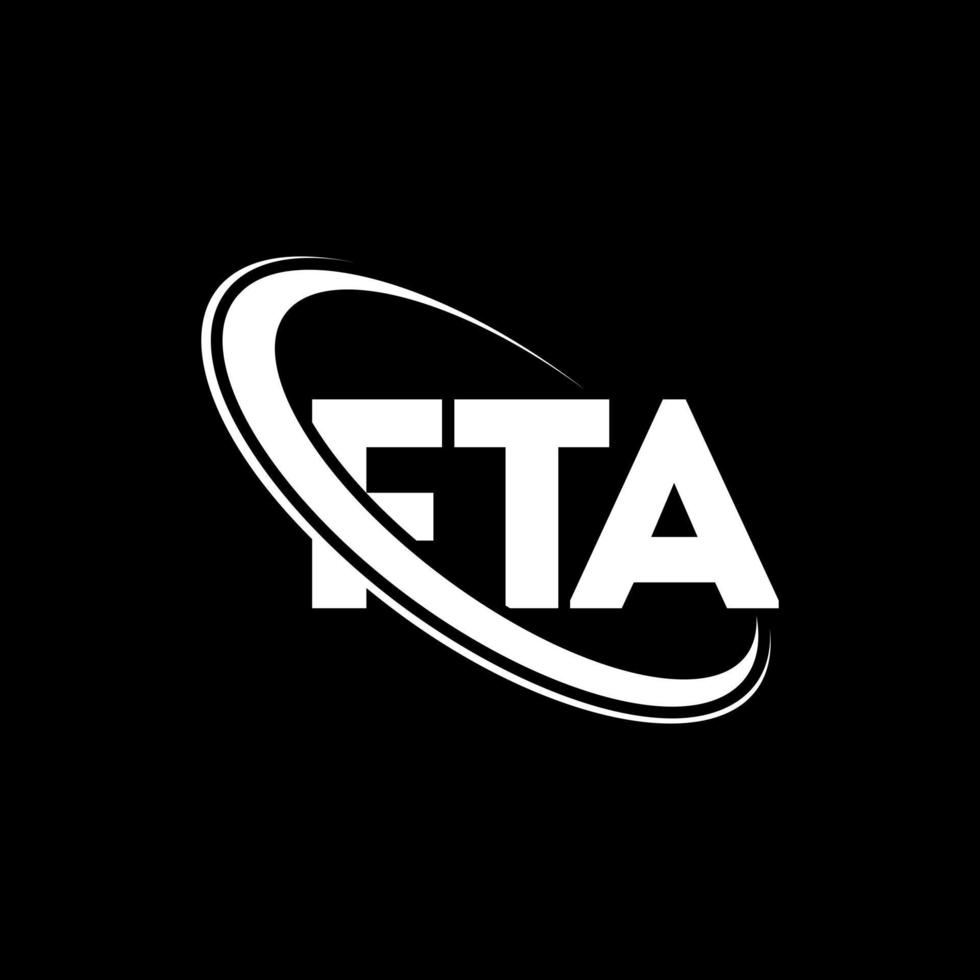 fta logotyp. fta brev. fta brev logotyp design. initialer fta logotyp länkad med cirkel och versaler monogram logotyp. fta typografi för teknik, företag och fastighetsmärke. vektor