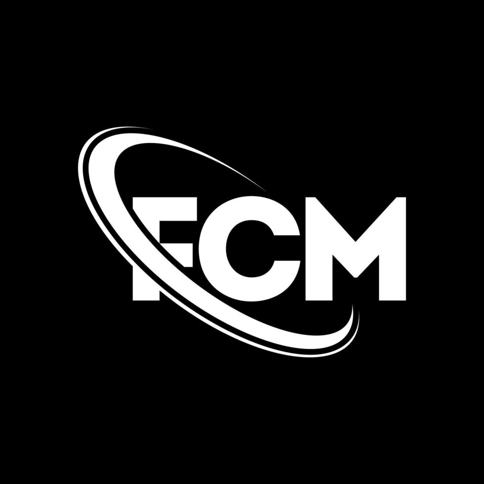 fcm-Logo. fcm-Brief. fcm-Brief-Logo-Design. fcm-Logo mit Initialen, verbunden mit Kreis und Monogramm-Logo in Großbuchstaben. fcm typografie für technologie-, geschäfts- und immobilienmarke. vektor