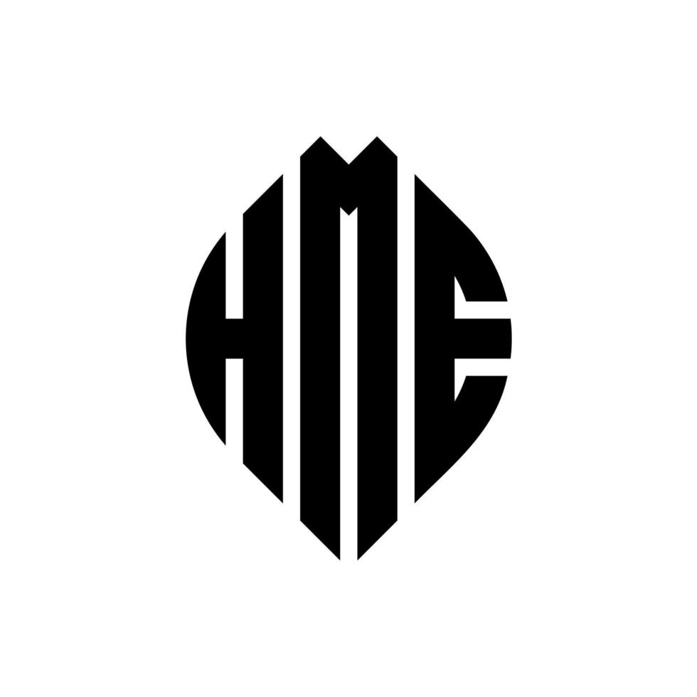 hme-Kreis-Buchstaben-Logo-Design mit Kreis- und Ellipsenform. hme Ellipsenbuchstaben mit typografischem Stil. Die drei Initialen bilden ein Kreislogo. hme Kreisemblem abstrakter Monogramm-Buchstabenmarkierungsvektor. vektor