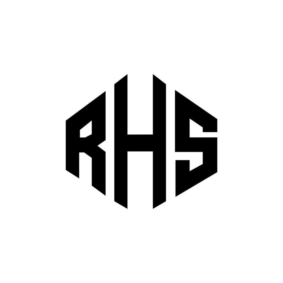 rhs-Buchstaben-Logo-Design mit Polygonform. rhs Polygon- und Würfelform-Logo-Design. rhs Sechseck-Vektor-Logo-Vorlage in weißen und schwarzen Farben. rhs monogramm, geschäfts- und immobilienlogo. vektor