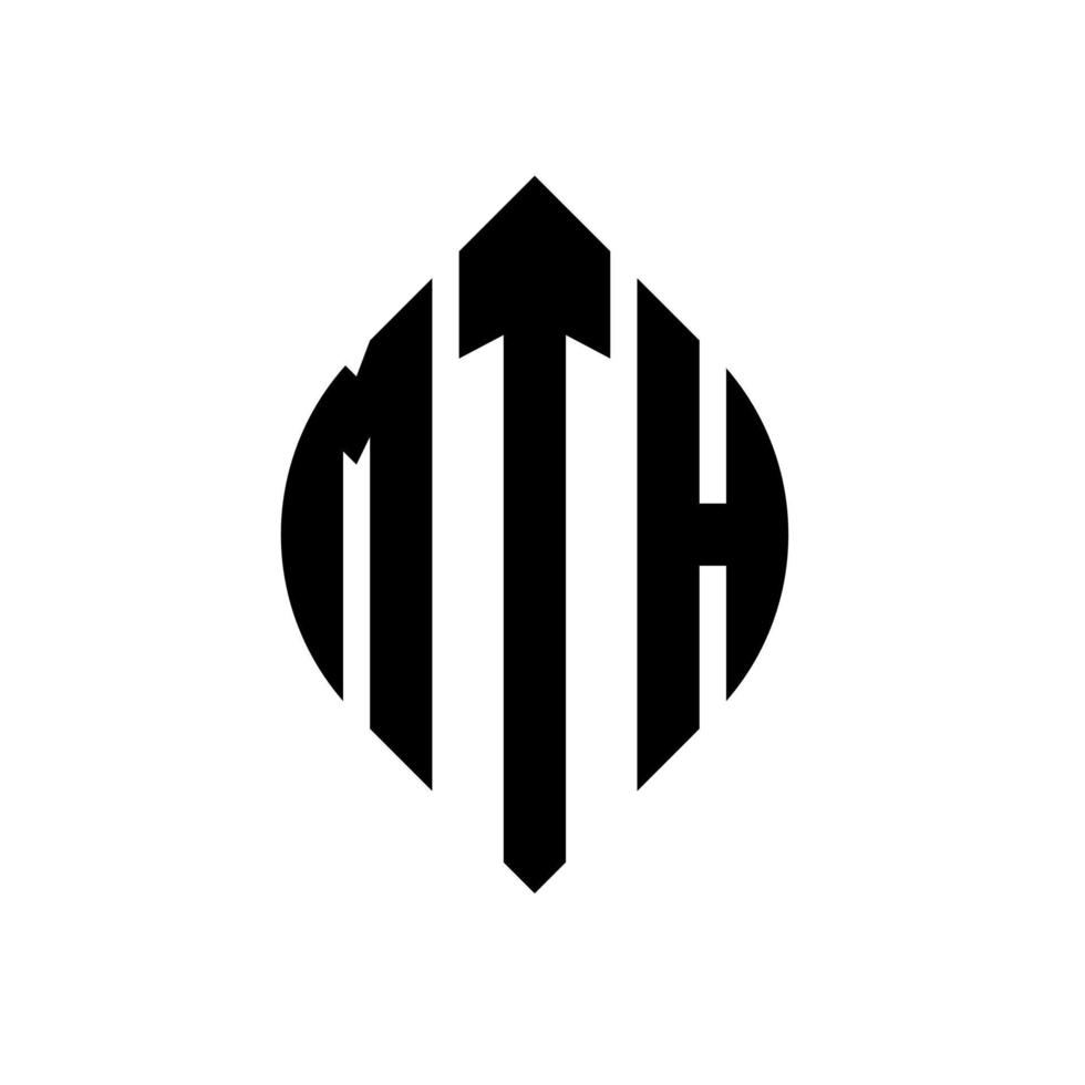 Mth-Kreis-Buchstaben-Logo-Design mit Kreis- und Ellipsenform. mth Ellipsenbuchstaben mit typografischem Stil. Die drei Initialen bilden ein Kreislogo. mth Kreisemblem abstrakter Monogramm-Buchstabenmarkierungsvektor. vektor