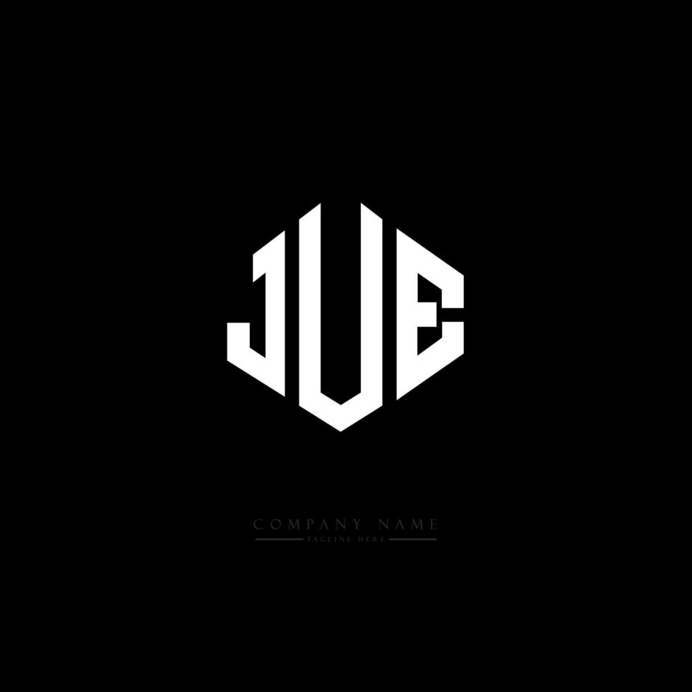 Jue-Buchstaben-Logo-Design mit Polygonform. Jue Polygon- und Würfelform-Logo-Design. Jue Sechseck-Vektor-Logo-Vorlage in weißen und schwarzen Farben. Jue-Monogramm, Geschäfts- und Immobilienlogo. vektor