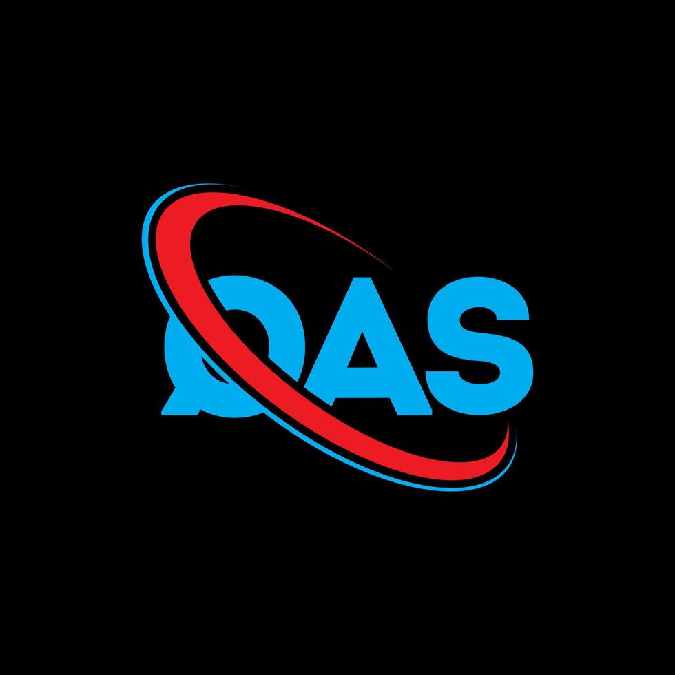 qas logotyp. qas brev. qas bokstavslogotypdesign. initialer qas logotyp länkad med cirkel och versaler monogram logotyp. qas typografi för teknik, företag och fastighetsmärke. vektor