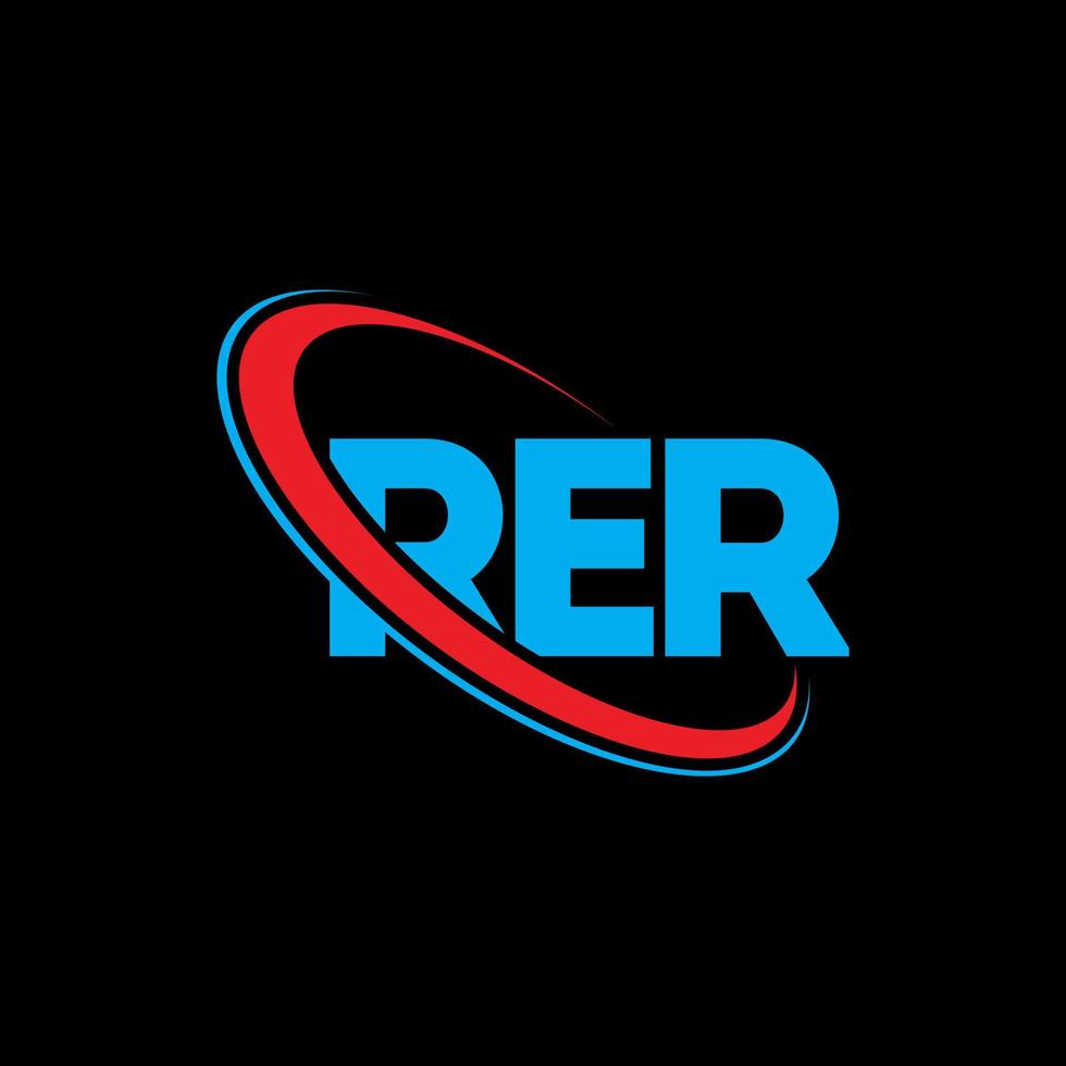 rer logotyp. rer brev. rer brev logotyp design. initialer rer logotyp länkad med cirkel och versaler monogram logotyp. rer typografi för teknik, företag och fastigheter varumärke. vektor