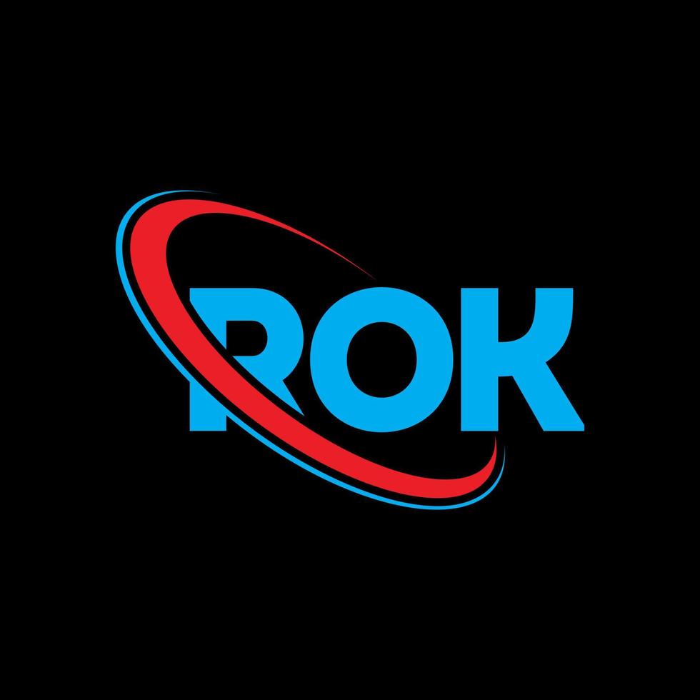 Rok-Logo. Rok-Brief. rok-Buchstaben-Logo-Design. Initialen-Rok-Logo, verbunden mit Kreis und Monogramm-Logo in Großbuchstaben. rok typografie für technologie-, geschäfts- und immobilienmarke. vektor