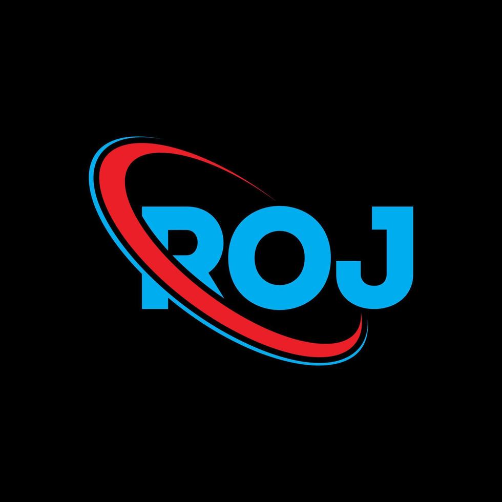 Roj-Logo. Roj-Brief. Roj-Buchstaben-Logo-Design. Initialen Roj-Logo, verbunden mit Kreis und Monogramm-Logo in Großbuchstaben. Roj-Typografie für Technologie-, Geschäfts- und Immobilienmarke. vektor