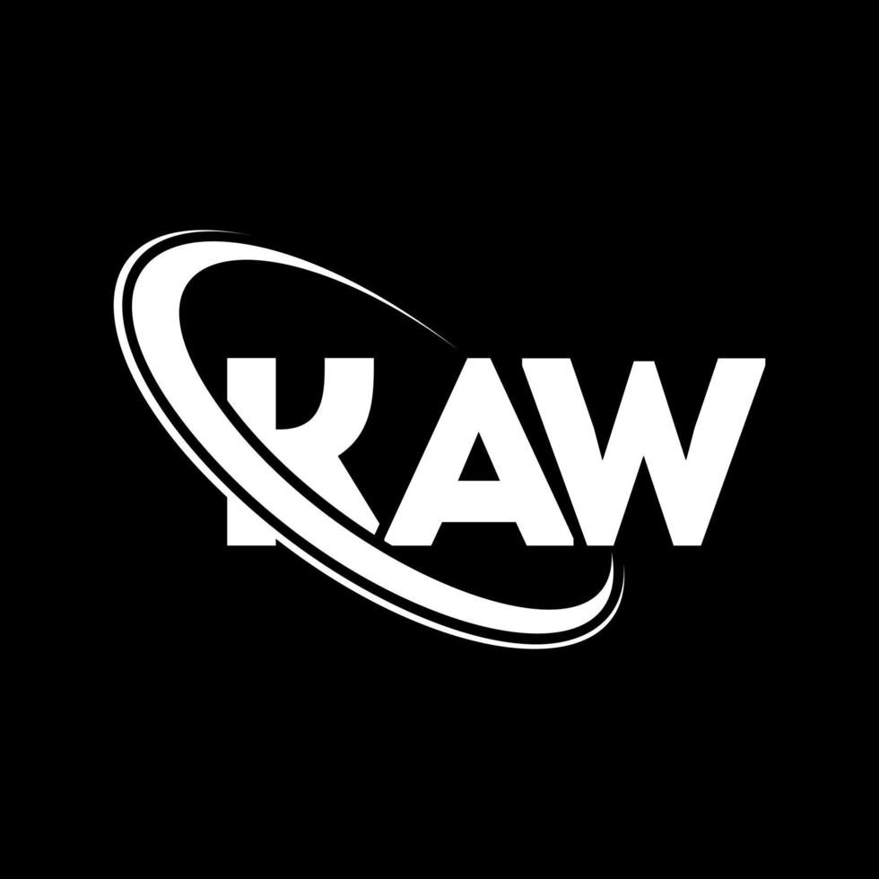 kaw-Logo. kaw brief. kaw-Buchstaben-Logo-Design. Initialen-Kaw-Logo, verbunden mit Kreis und Monogramm-Logo in Großbuchstaben. kaw typografie für technologie-, geschäfts- und immobilienmarke. vektor