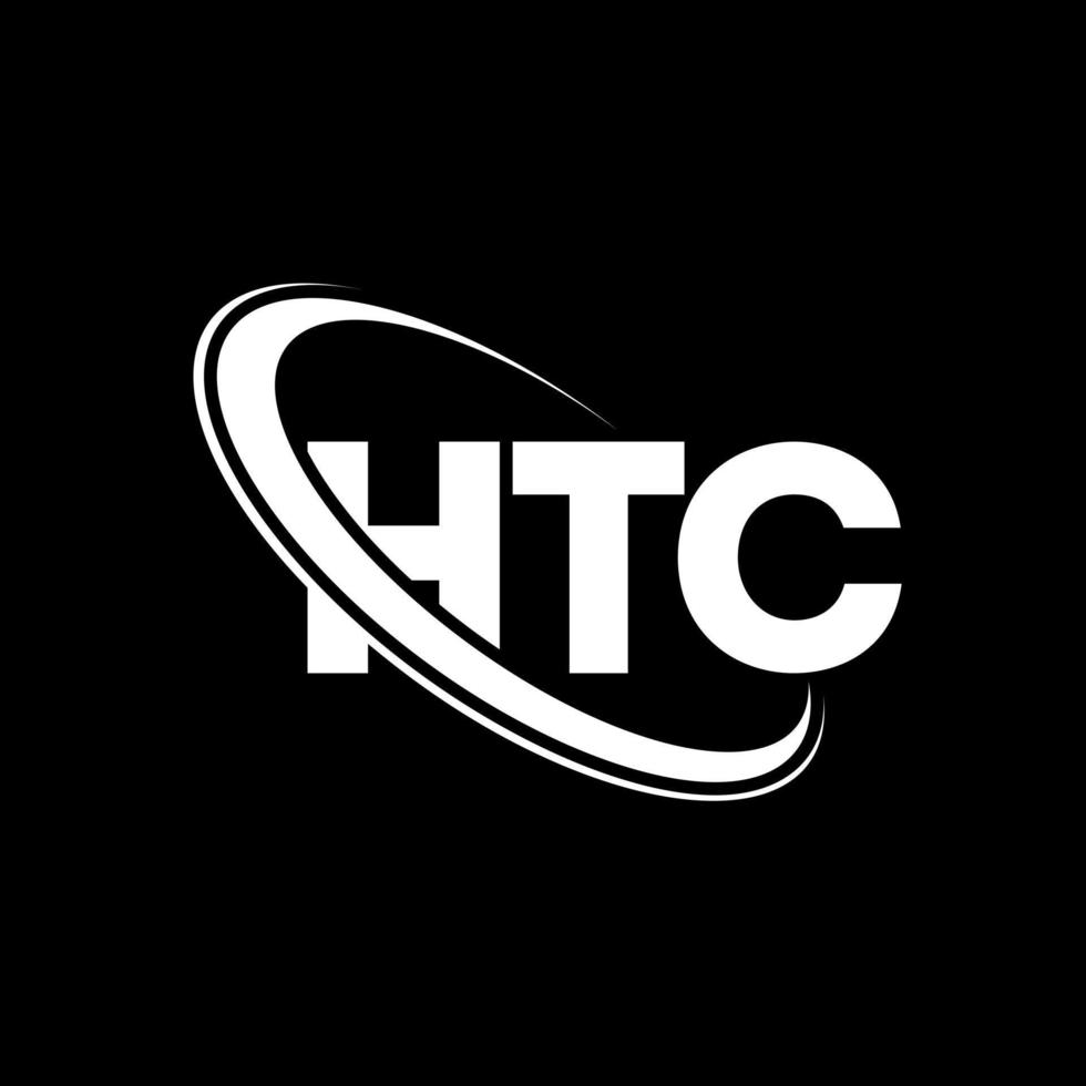 HTC-Logo. HTC-Brief. HTC-Brief-Logo-Design. Initialen HTC-Logo, verbunden mit Kreis und Monogramm-Logo in Großbuchstaben. htc-typografie für technologie-, geschäfts- und immobilienmarke. vektor