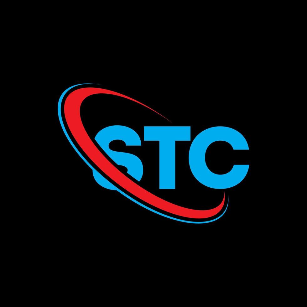 stc logotyp. stc brev. stc brev logotyp design. initialer stc logotyp länkad med cirkel och versaler monogram logotyp. stc typografi för teknik, företag och fastighetsmärke. vektor