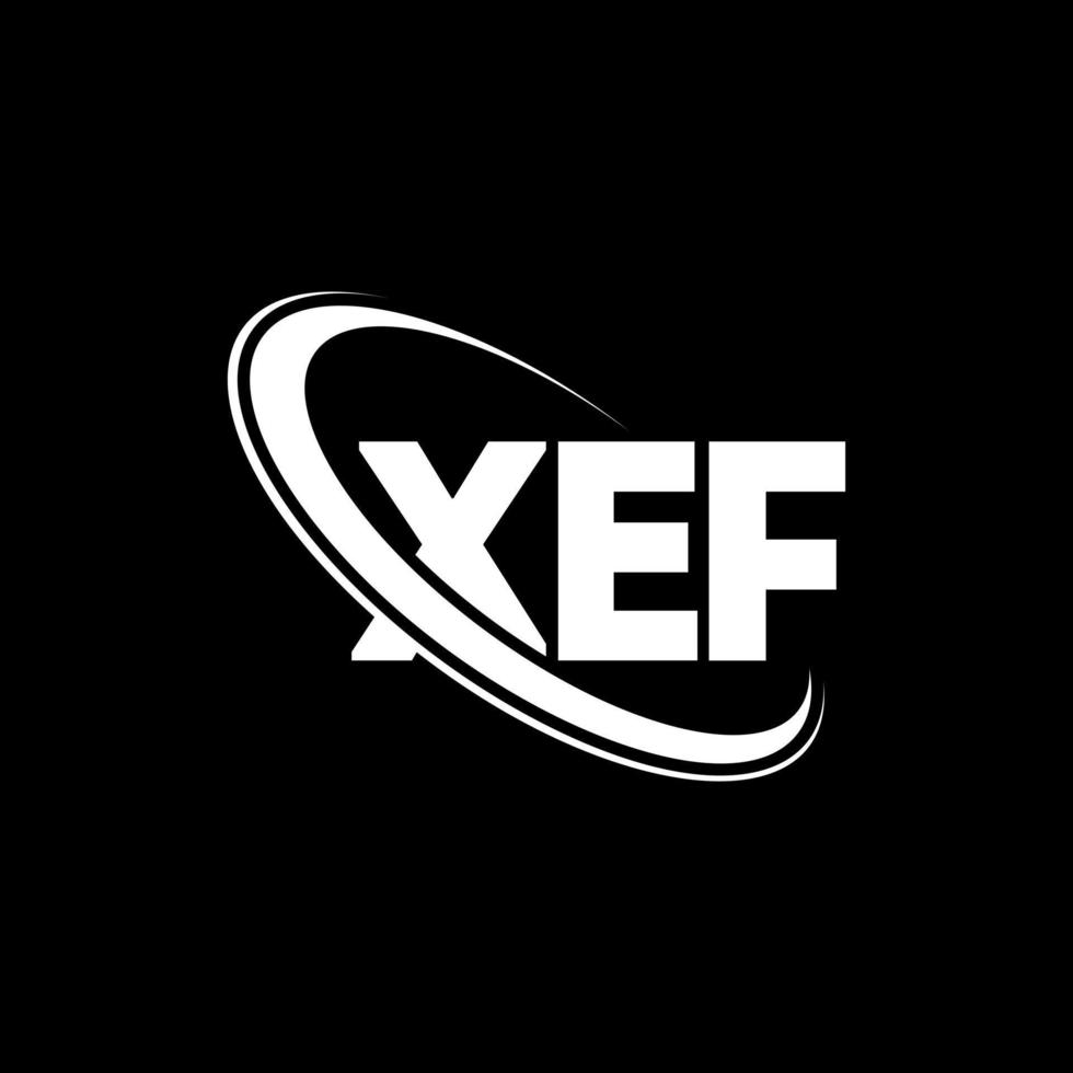 xef-Logo. xef-Brief. xef-Buchstaben-Logo-Design. xef-Logo mit den Initialen, verbunden mit einem Kreis und einem Monogramm-Logo in Großbuchstaben. xef-typografie für technologie-, geschäfts- und immobilienmarke. vektor