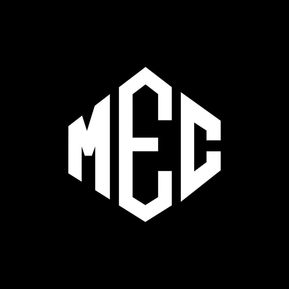 mec brev logotyp design med polygon form. mec polygon och kubform logotypdesign. mec hexagon vektor logotyp mall vita och svarta färger. mec monogram, affärs- och fastighetslogotyp.