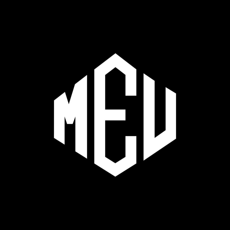 Meu-Brief-Logo-Design mit Polygonform. Meu-Polygon- und Würfelform-Logo-Design. meu Sechseck-Vektor-Logo-Vorlage in weißen und schwarzen Farben. meu-monogramm, geschäfts- und immobilienlogo. vektor