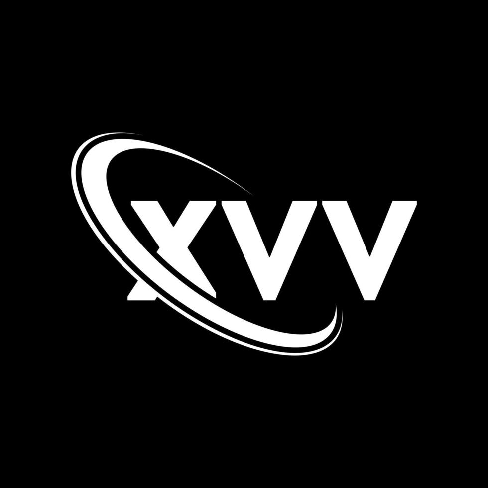 xvv-Logo. xvv Brief. xvv-Buchstaben-Logo-Design. xvv-Logo mit den Initialen, verbunden mit einem Kreis und einem Monogramm-Logo in Großbuchstaben. xvv Typografie für Technologie-, Geschäfts- und Immobilienmarke. vektor