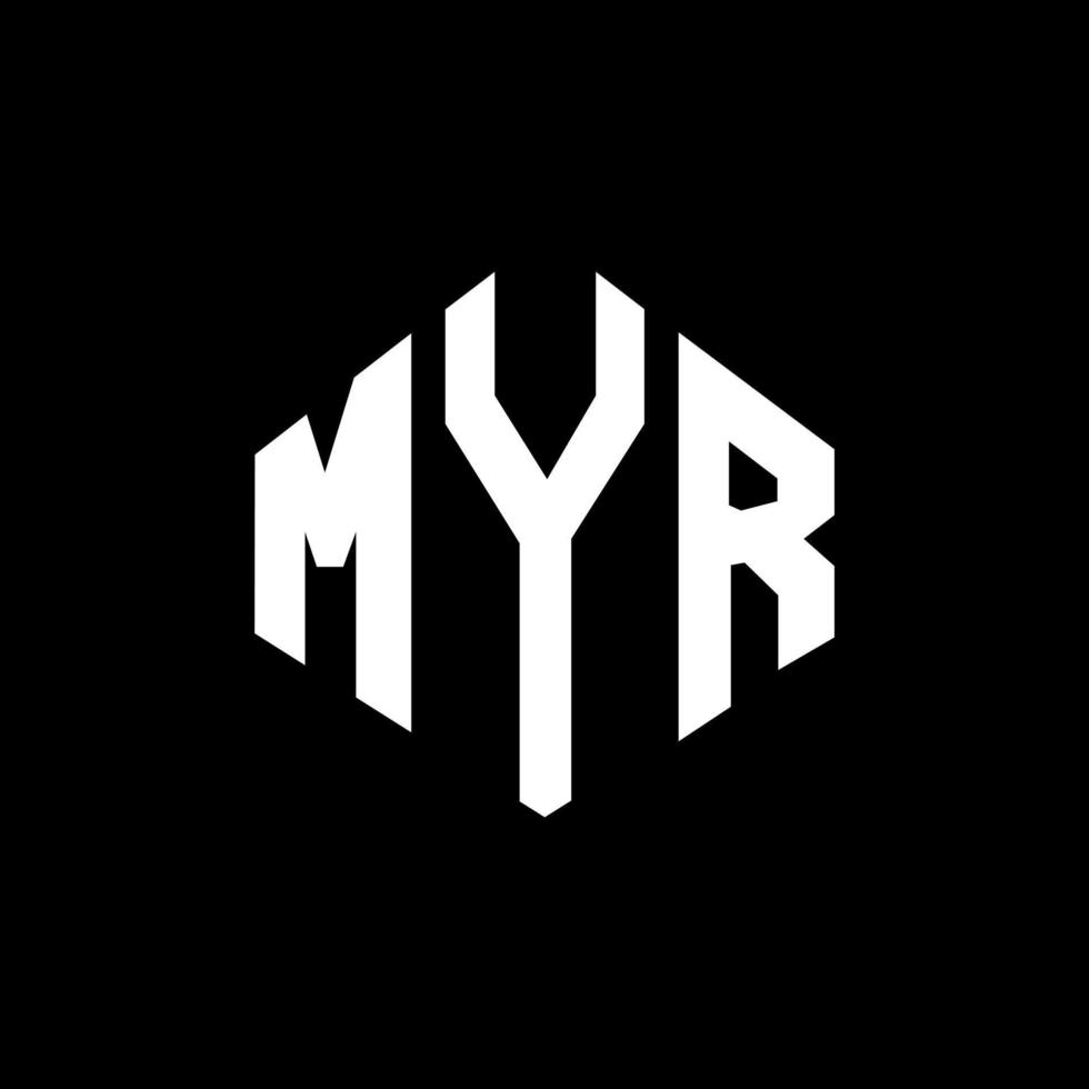 Myr-Brief-Logo-Design mit Polygonform. Myr-Polygon- und Würfelform-Logo-Design. Myr Sechseck-Vektor-Logo-Vorlage in weißen und schwarzen Farben. Myr-Monogramm, Geschäfts- und Immobilienlogo. vektor