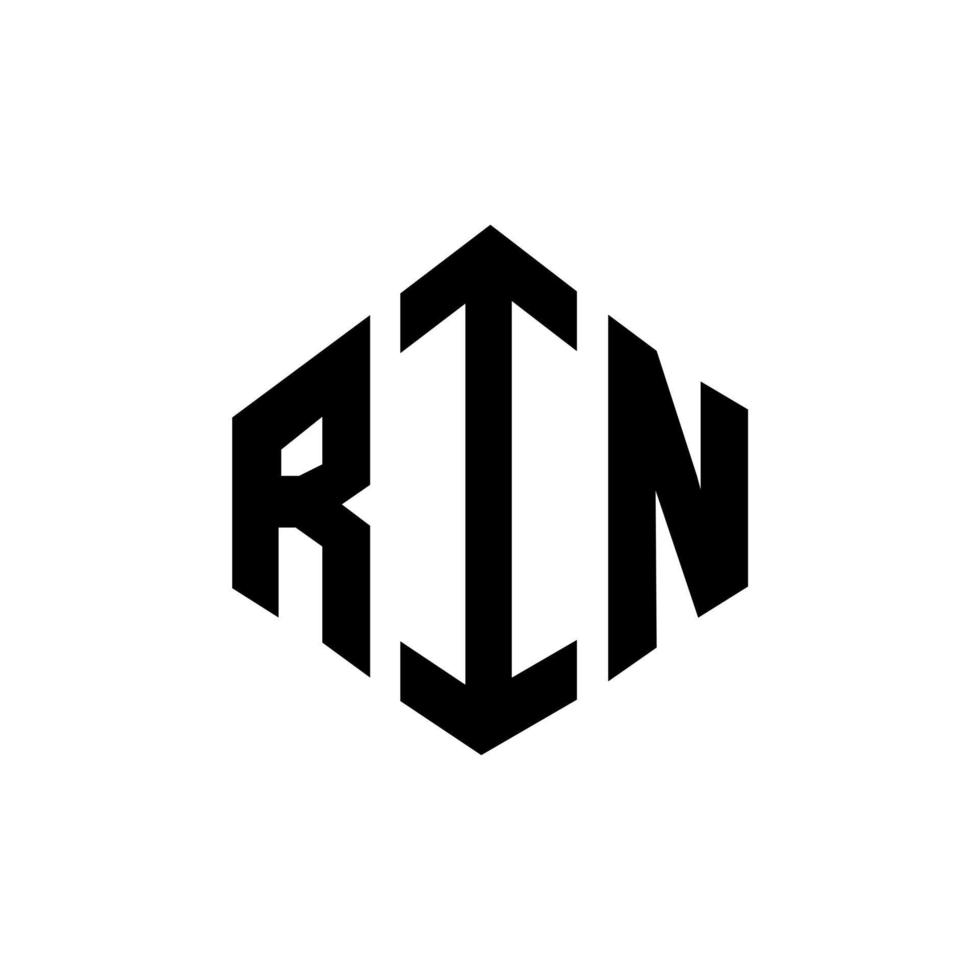 rin brev logotyp design med polygon form. rin polygon och kubform logotypdesign. rin hexagon vektor logotyp mall vita och svarta färger. rin monogram, affärs- och fastighetslogotyp.