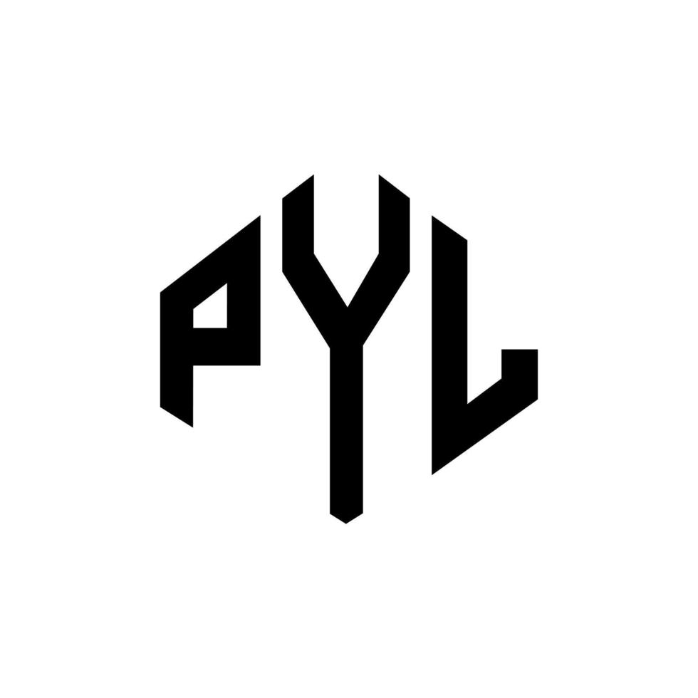 pyl bokstav logotyp design med polygon form. pyl polygon och kub form logotyp design. pyl hexagon vektor logotyp mall vita och svarta färger. pyl monogram, affärs- och fastighetslogotyp.
