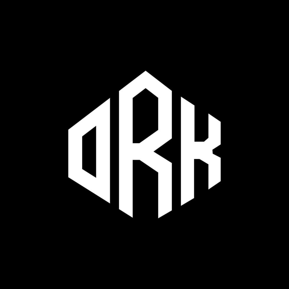 ork brev logotyp design med polygon form. ork polygon och kubform logotypdesign. ork hexagon vektor logotyp mall vita och svarta färger. ork monogram, affärs- och fastighetslogotyp.