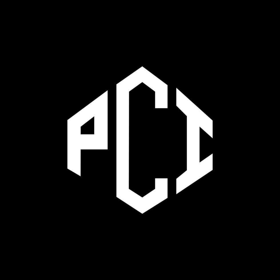 PCI-Brief-Logo-Design mit Polygonform. pci-polygon- und würfelform-logo-design. PCI-Sechseck-Vektor-Logo-Vorlage in weißen und schwarzen Farben. pci-monogramm, geschäfts- und immobilienlogo. vektor