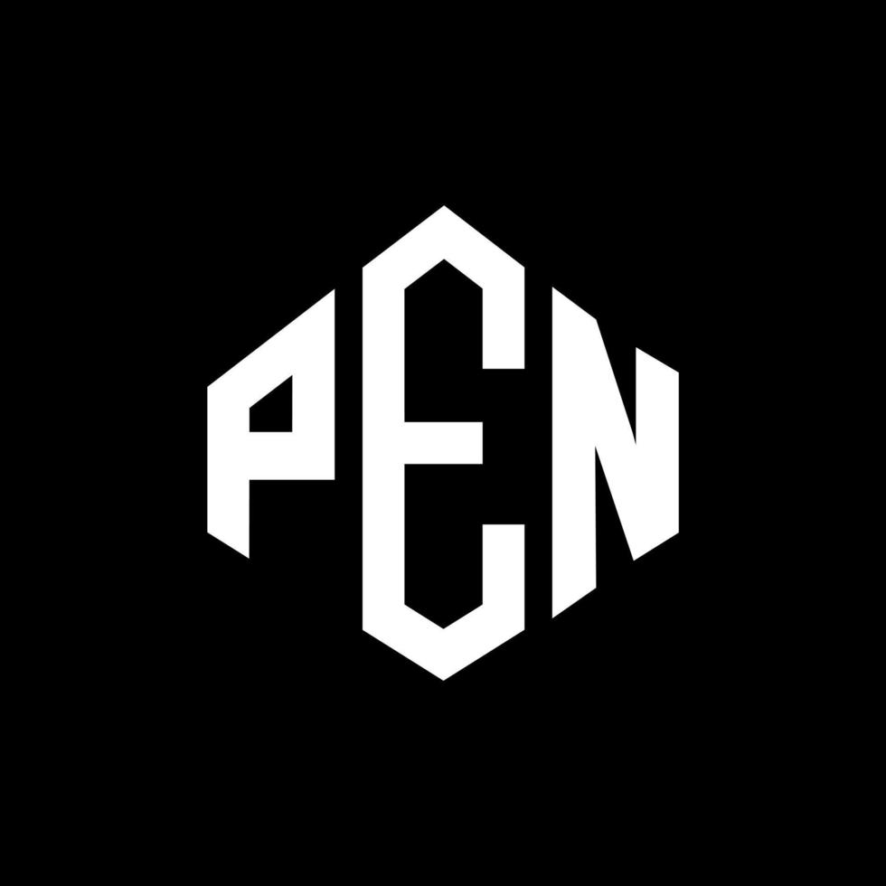 penna brev logotyp design med polygon form. penna polygon och kub form logotyp design. penna hexagon vektor logotyp mall vita och svarta färger. pennmonogram, affärs- och fastighetslogotyp.