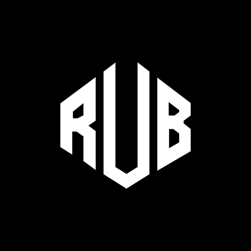 Rub-Brief-Logo-Design mit Polygonform. Logo-Design in Polygon- und Würfelform reiben. Reiben Sie Sechseck-Vektor-Logo-Vorlage in weißen und schwarzen Farben. Reiben Sie Monogramm, Geschäfts- und Immobilienlogo. vektor