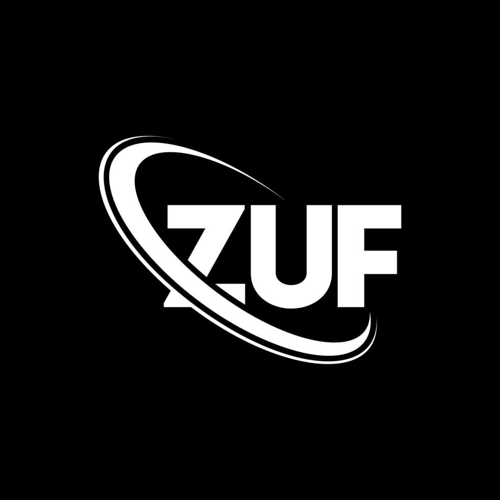 zuf-Logo. zuf brief. zuf-Buchstaben-Logo-Design. Initialen zuf-Logo verbunden mit Kreis und Monogramm-Logo in Großbuchstaben. zuf Typografie für Technologie-, Business- und Immobilienmarke. vektor