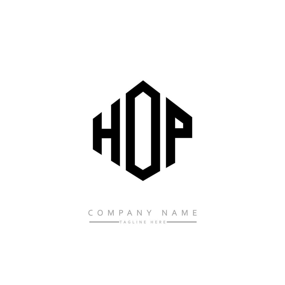 Hop-Brief-Logo-Design mit Polygonform. Hop-Polygon- und Würfelform-Logo-Design. Hop Sechseck-Vektor-Logo-Vorlage in weißen und schwarzen Farben. Hopfenmonogramm, Geschäfts- und Immobilienlogo. vektor