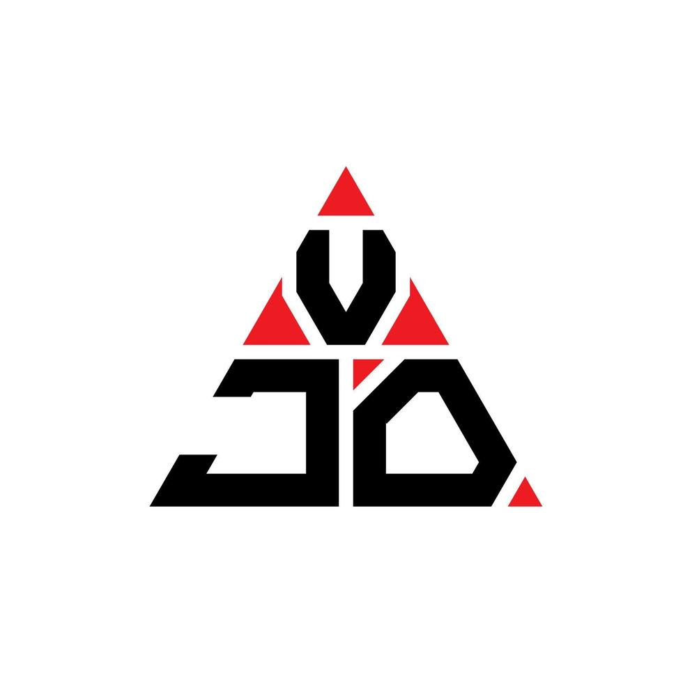 vjo triangel bokstavslogotypdesign med triangelform. vjo triangel logotyp design monogram. vjo triangel vektor logotyp mall med röd färg. vjo triangulär logotyp enkel, elegant och lyxig logotyp.