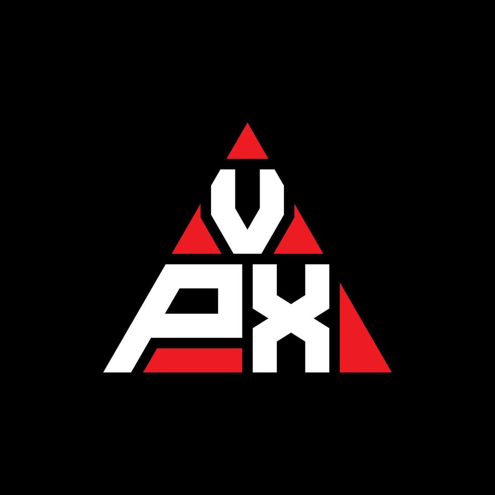 vpx triangel bokstavslogotypdesign med triangelform. vpx triangel logotyp design monogram. vpx triangel vektor logotyp mall med röd färg. vpx triangulär logotyp enkel, elegant och lyxig logotyp.