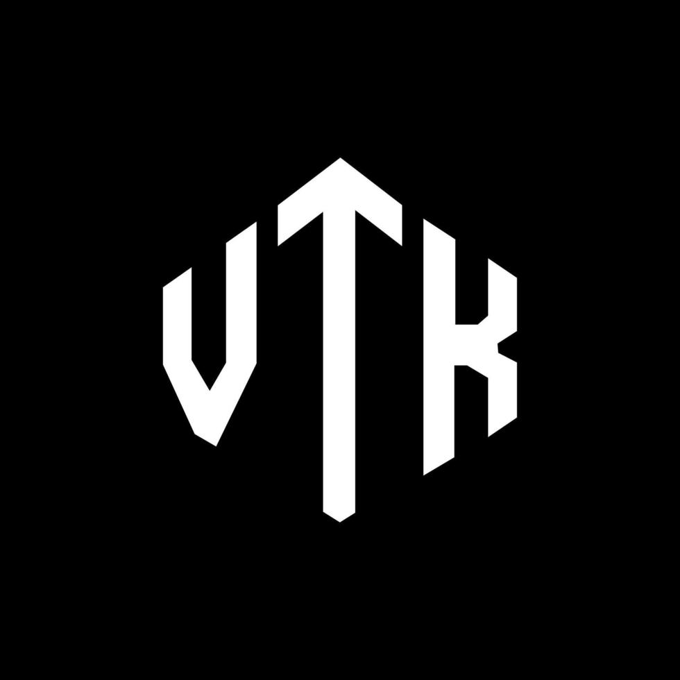 vtk bokstavslogotypdesign med polygonform. vtk polygon och kubform logotypdesign. vtk hexagon vektor logotyp mall vita och svarta färger. vtk monogram, affärs- och fastighetslogotyp.