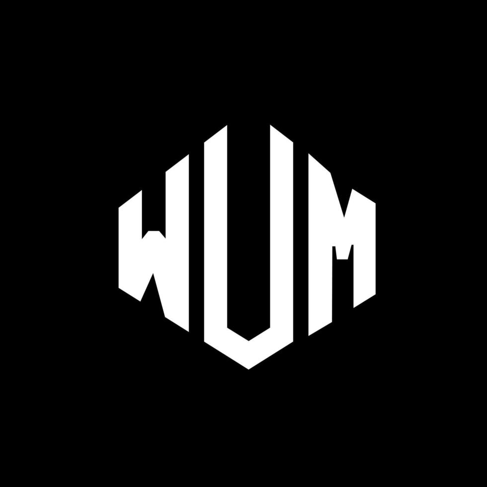 Wum-Brief-Logo-Design mit Polygonform. Wum-Polygon- und Würfelform-Logo-Design. wum Sechseck-Vektor-Logo-Vorlage in weißen und schwarzen Farben. wum-monogramm, geschäfts- und immobilienlogo. vektor